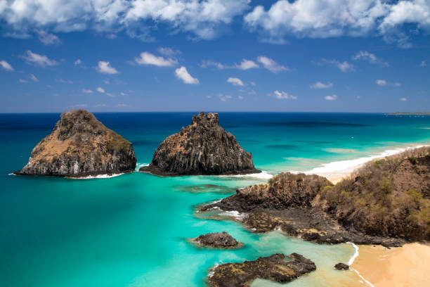 Fernando de Noronha Island landscape Fernando de Noronha Island landscape two brothers mountain stock pictures, royalty-free photos & images