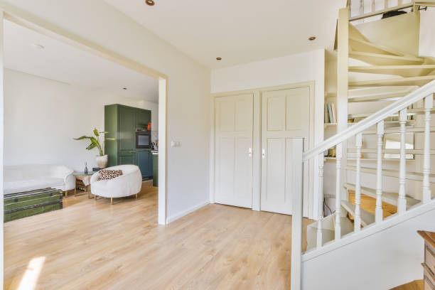 istock A wide spiral staircase leading to the upper floors 1441478751