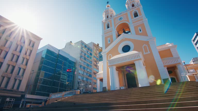 Florianopolis city center. The Cathedral of Our Lady of Exile and St. Catherine of Alexandria Cathedral also known as Florianopolis Cathedral during sunny day