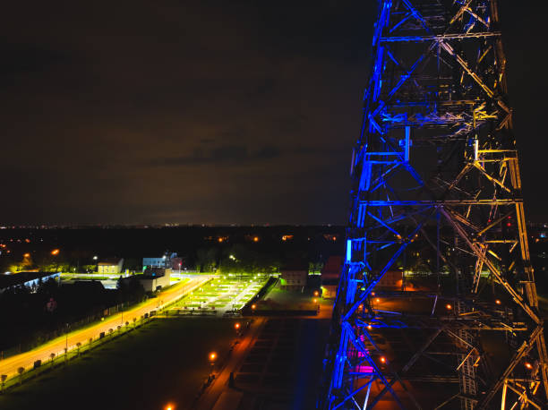 Radio station in Gliwice on night.