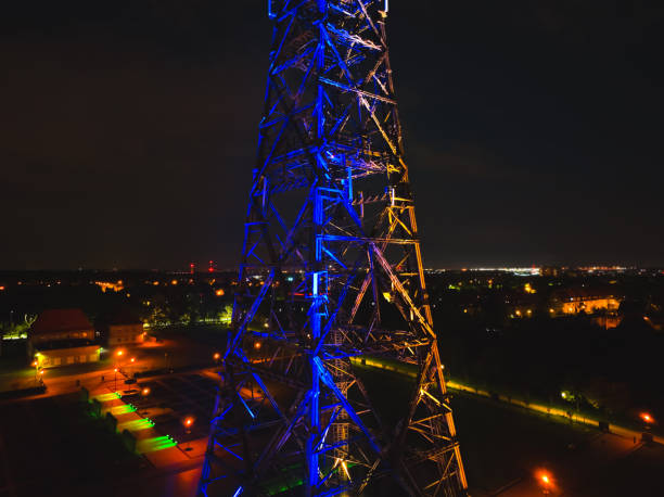 Radio station in Gliwice on night.
