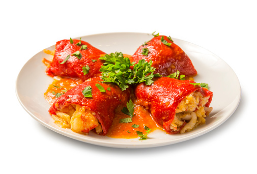 seafood stuffed peppers in sauce