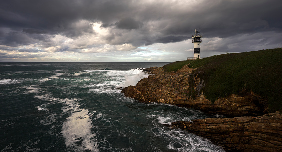 Lighthouse in Isla Pancha, Ribadeo, Galicia, Spain