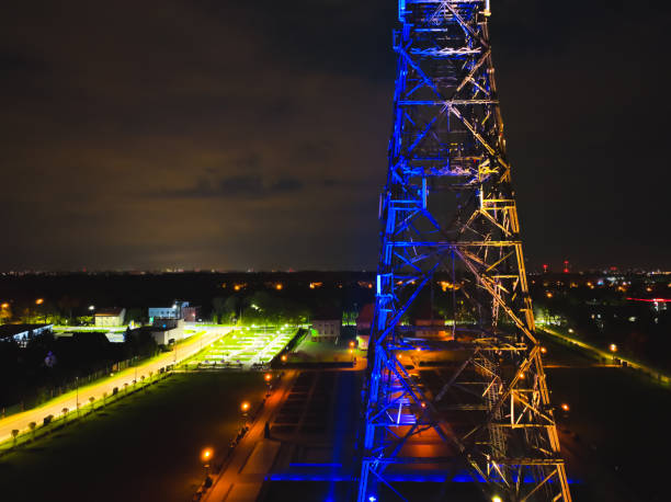 Radio station in Gliwice on night.