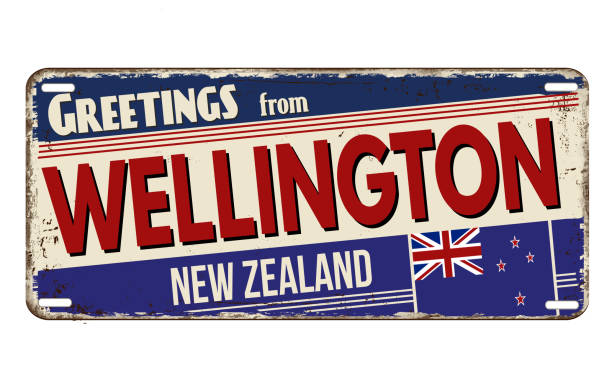 witamy w wellington vintage zardzewiałe tablice rejestracyjne - license plate metal rusty old stock illustrations