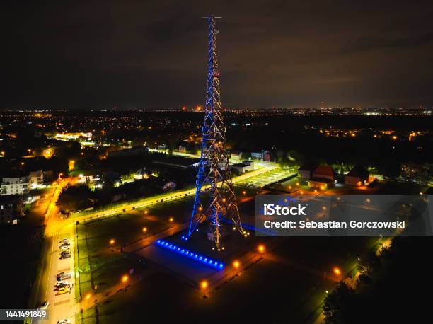 Radio Station In Gliwice On Night Stock Photo - Download Image Now - 1939, 2014 MU69, Antenna - Aerial