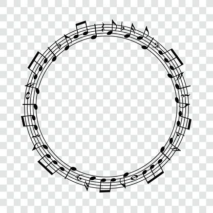 Music notes, round shape musical element, vector illustration.