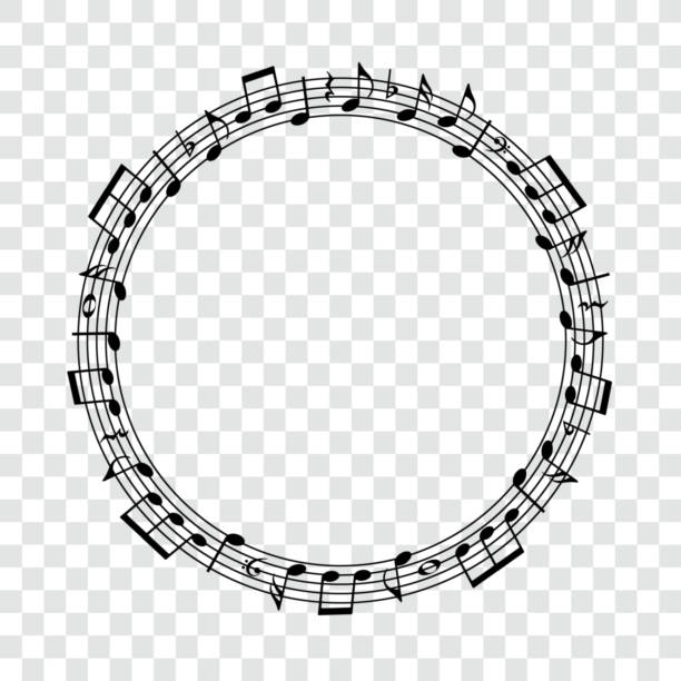 Music notes, round shape musical element, vector illustration. Music notes, round shape musical element, vector illustration. music staff stock illustrations