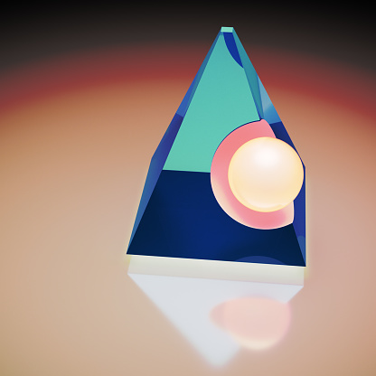 Geometrical interplay between pyramid and sphere: 3D digital illustration
