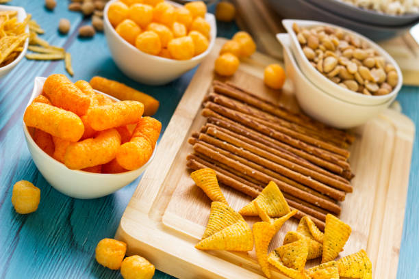 istock Salty snacks served in bowls 1441493082