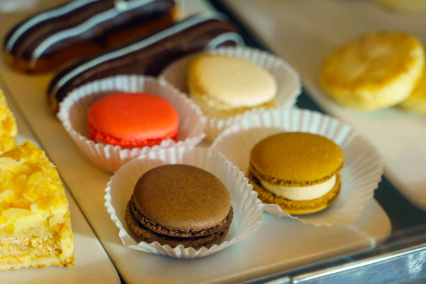 istock Macaroonie and other types of cakes on the counter 1441495291