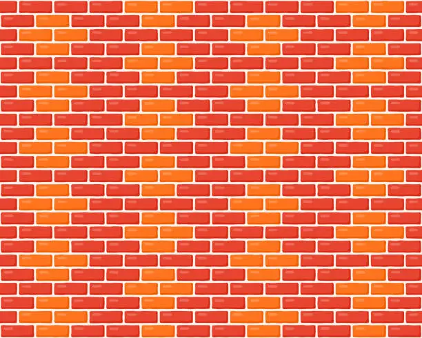 Vector illustration of Brick wall seamless pattern. Brown decorative brickwork repeating texture. Bricks masonry background. Vector wallpaper.