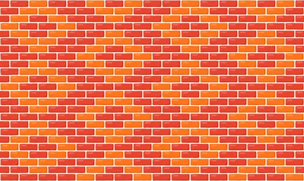 Vector illustration of Brick wall seamless pattern. Brown decorative brickwork repeating texture. Bricks masonry background. Vector wallpaper.