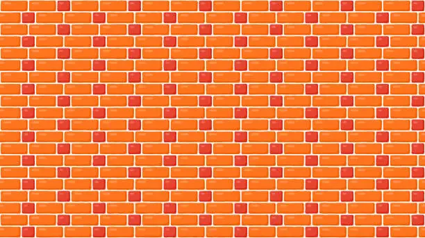 Vector illustration of Brick wall seamless pattern. Brown decorative brickwork repeating texture. Bricks masonry background. Vector wallpaper.