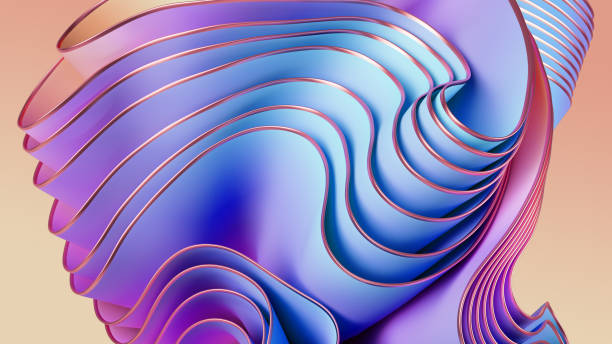 istock 3d render, abstract violet blue background. Silk textile layers, drapery folds and curves, cloth waving, pastel gradient. Modern fashion wallpaper 1441501135