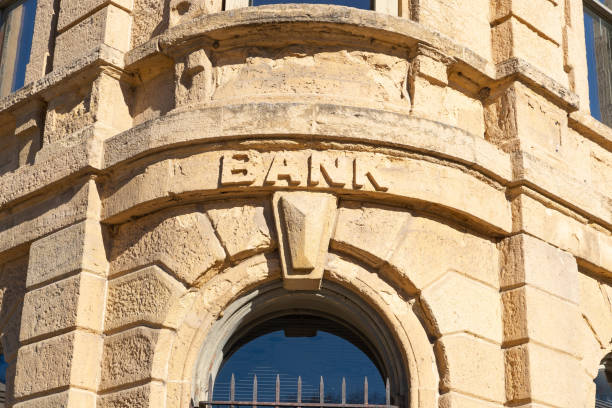 Old bank building. Exterior of old bank building in Madison, Wisconsin, USA. bank entrance stock pictures, royalty-free photos & images