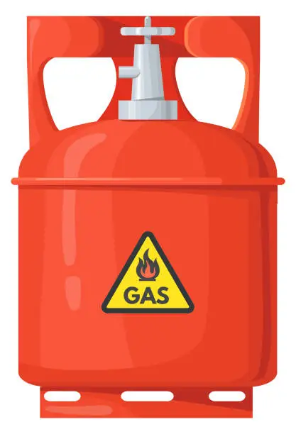 Vector illustration of Gas container. Red flammable fuel cartoon icon