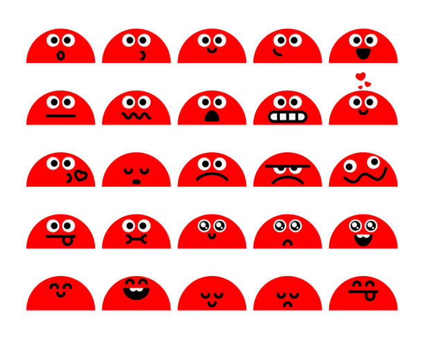 Emoticons collection Vector illustration of a collection of cute and colorful emoticons. Cut out design elements on a transparent background on the vector file. pleading emoji stock illustrations