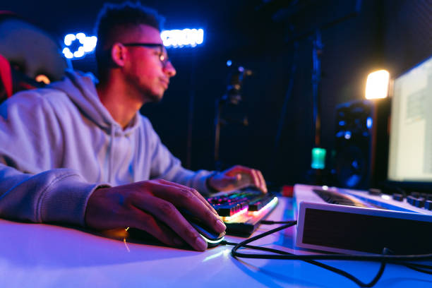 istock Young sound producer working at studio 1441512179