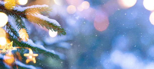istock A Abstract Christmas banner or greeting card background with Christmas Tree Light; 1441514108