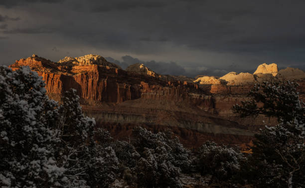 istock Snow Covered Bushes Frame The Castle At Sunset 1441515727