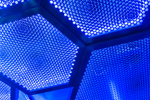 Hexagonal ceiling, blue