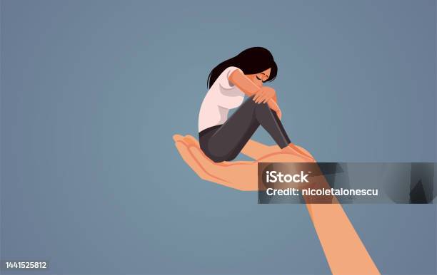 Less Support Cartoon Unhappy Woman Looking For Support Vector Cartoon Illustration Stock ...
