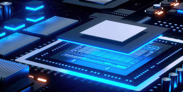 istock 3D rendering of cyberpunk AI. Circuit board. Technology background. Central Computer Processors CPU and GPU concept. Motherboard digital chip. Tech science background. 1441525876