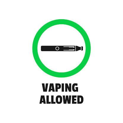 Vaping Sign Ex Vaping Allowed Sign With Green Circle And Ecigarette Inside Flat Vector ...