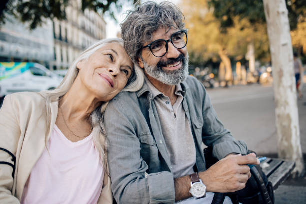 istock Mature couple on a journey taking a break while sightseeing 1441531956