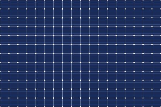 ilustrações de stock, clip art, desenhos animados e ícones de solar panel grid seamless pattern. sun electric battery texture. solar cell pattern. sun energy battery panel seamless background. eco electricity. vector illustration on blue background - voltaic