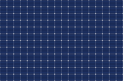 Solar panel grid seamless pattern. Sun electric battery texture. Solar cell pattern. Sun energy battery panel seamless background. Eco electricity. Vector illustration on blue background.