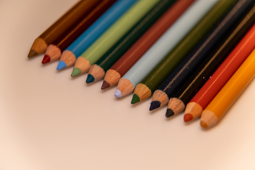 This is a photo of Prismacolor pencils at an angle with some copy space.