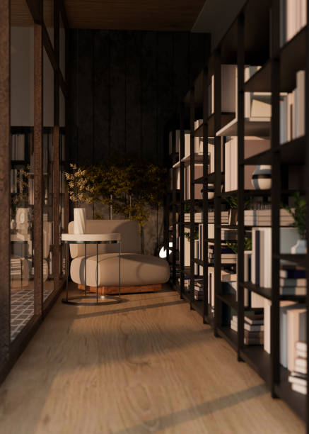 istock Modern contemporary home reading room interior design with comfortable chair 1441541827