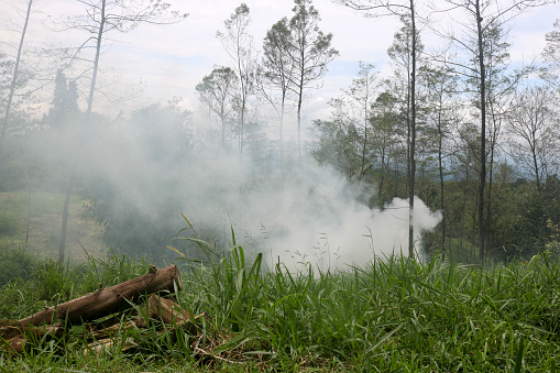 Garbage burning in the hills of Klangon on the slopes of Mount Merapi