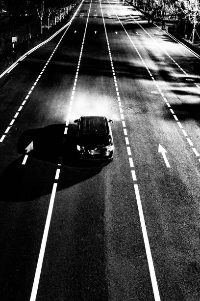 Driveway with only one car at night