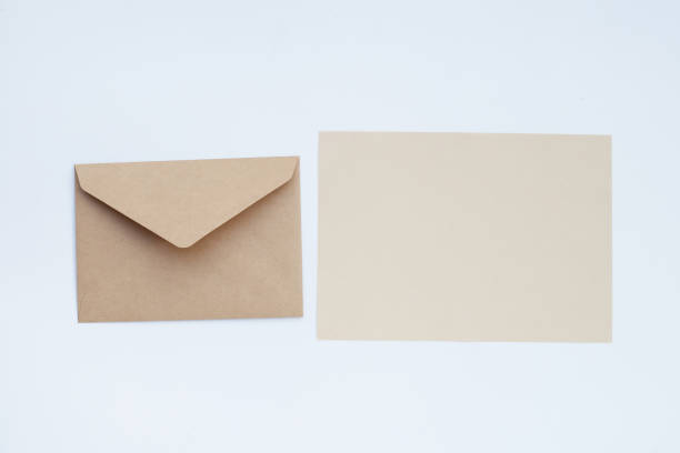 istock Brown paper and envelopes on white background. 1441551628