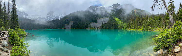 Panoramic View of Middle Joffre Lake in Joffre Lakes Provincial Park, British Columbia, Canada