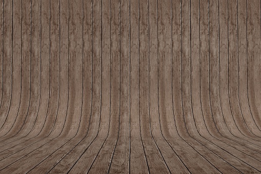 Curved brown wooden parquet backdrop - A good background for displaying objects