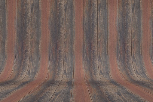 Curved aged wooden parquet backdrop - A good background for displaying objects