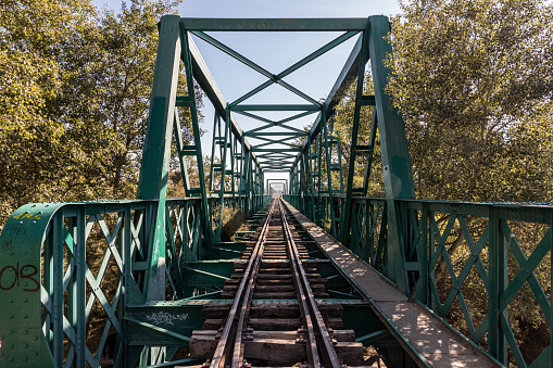 A long railway going over a bridge in Rivas-Vaciamadrid, Spain