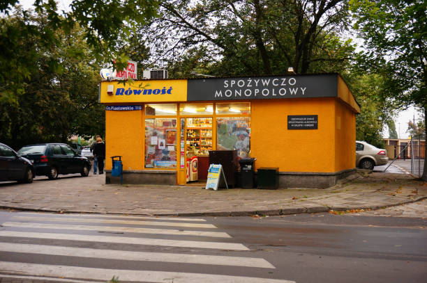 Poznan, Poland – September 02, 2013: Typical Polish small grocery store by the Os. Piastowskie