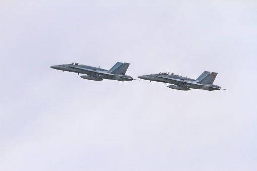 Two jets flying in the sky