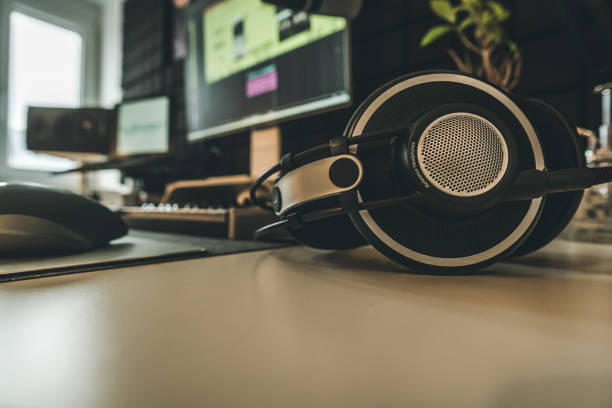 istock Headphones in recording studio in front of opened DAW 1441570053