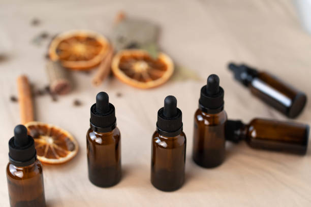 istock Closeup of essential oils on the table 1441573702