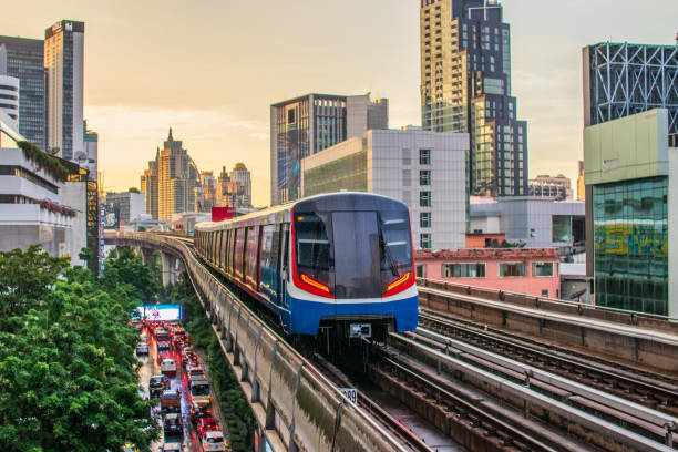 The Skytrain in Bangkok, Thailand The Skytrain in Bangkok, Thailand Southeast Asia bts skytrain stock pictures, royalty-free photos & images