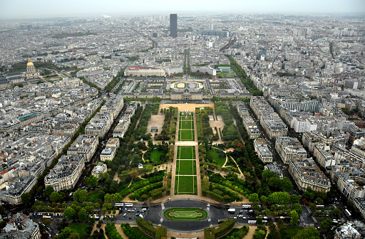 An aerial view from Eiffel Tower in Paris, France