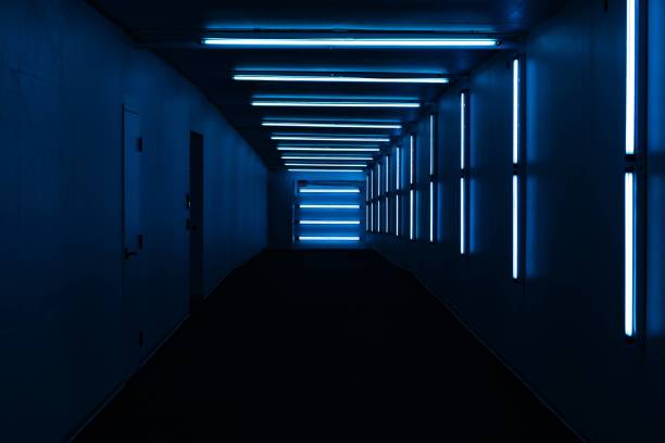 istock Closeup of a room with blue lights 1441577731
