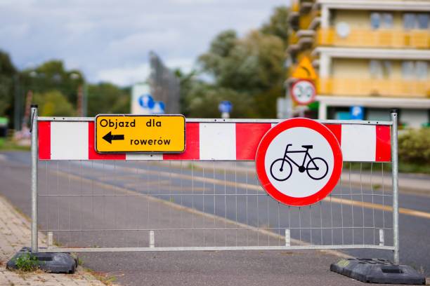 istock No bikes sign near the construction 1441579535