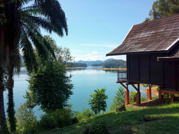 Lake Kenyir, Malaysia Cabins at Lake Kenyir, Terengganu,  in Malaysia on a sunny day. terengganu stock pictures, royalty-free photos & images